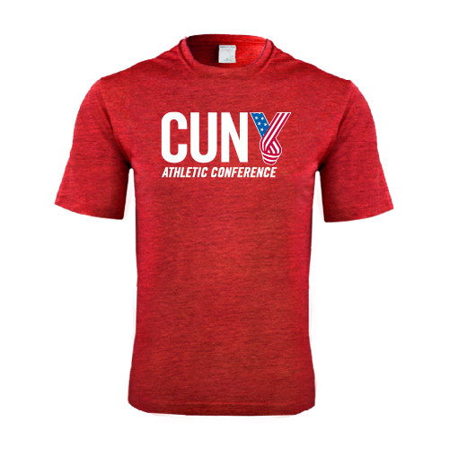 CUNY Athletics Red Heather Performance Contender Tee-Official Logo