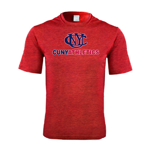 CUNY Athletics Red Heather Performance Contender Tee-CUNY Athletics