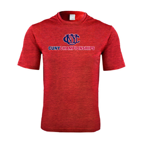 CUNY Athletics Red Heather Performance Contender Tee-CUNY Championships