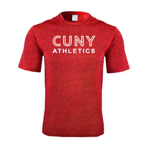 CUNY Athletics Red Heather Performance Contender Tee-CUNY Athletics