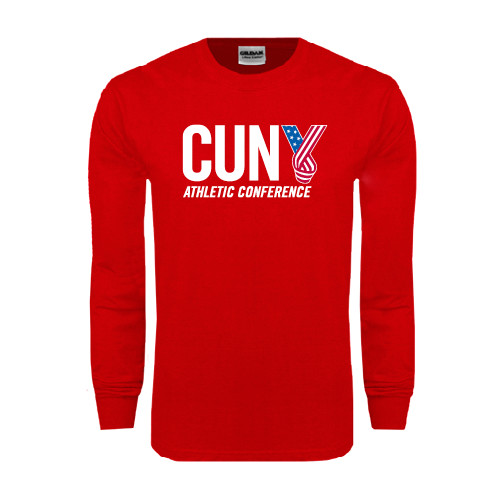 CUNY Athletics Red Long Sleeve T Shirt-Official Logo