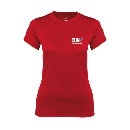 CUNY Athletics Womens Red Performance Tee-Official Logo