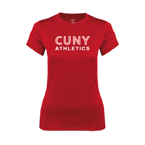 CUNY Athletics Womens Red Performance Tee-CUNY Athletics