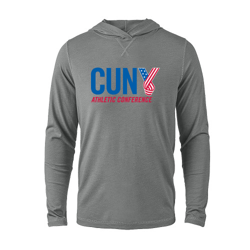 Grey Heather Long Sleeve Hooded Tee-Official Logo