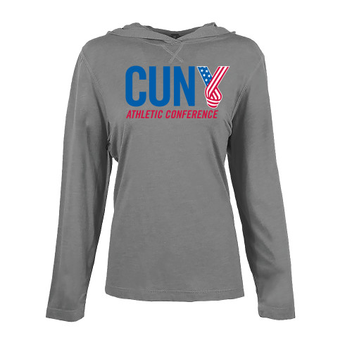 Womens Grey Heather Long Sleeve Hooded Tee-Official Logo