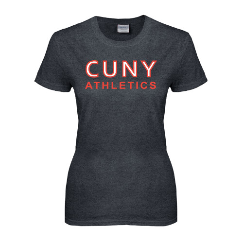 CUNY Athletics Womens Dark Heather Short Sleeve Tee-CUNY Athletics
