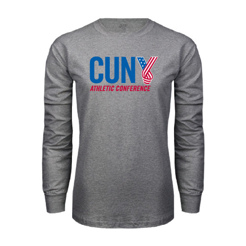 CUNY Athletics Grey Long Sleeve T Shirt-Official Logo