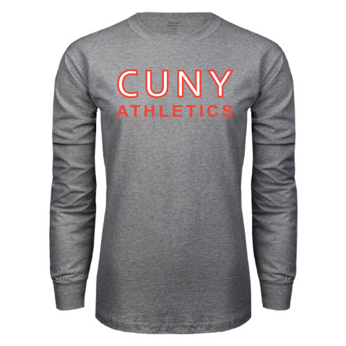 CUNY Athletics Grey Long Sleeve T Shirt-CUNY Athletics