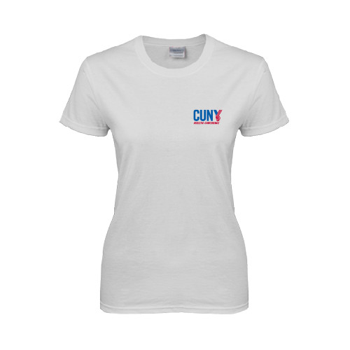 CUNY Athletics Womens White Short Sleeve Tee-Official Logo