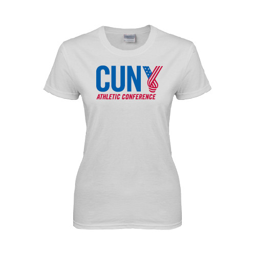 CUNY Athletics Womens White Short Sleeve Tee-Official Logo