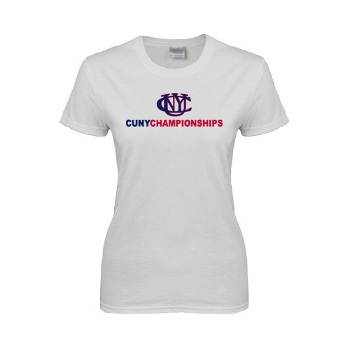 CUNY Athletics Womens White Short Sleeve Tee-CUNY Championships