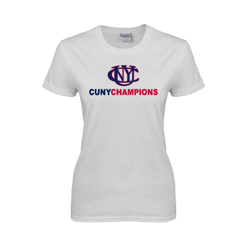 CUNY Athletics Womens White Short Sleeve Tee-CUNY Champions