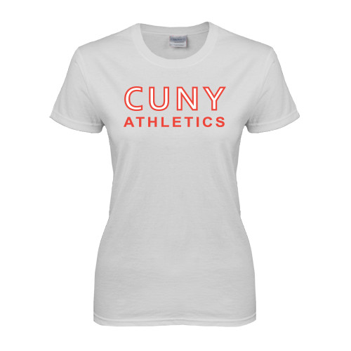 CUNY Athletics Womens White Short Sleeve Tee-CUNY Athletics