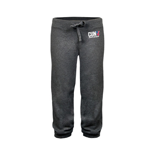 CUNY Athletics ENZA Womens Dark Heather Banded Fleece Capri-Official Logo