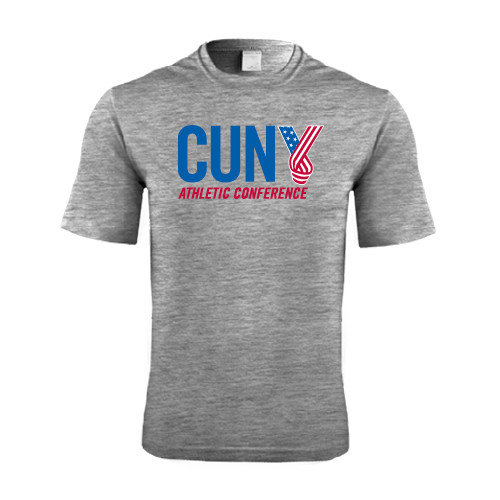 CUNY Athletics Grey Heather Performance Contender Tee-Official Logo