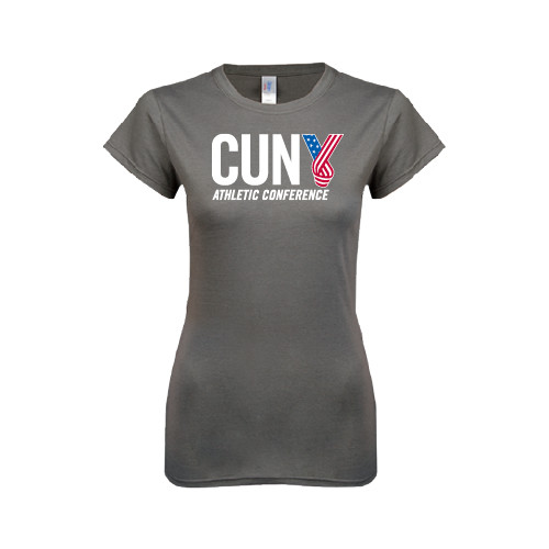 CUNY Athletics Next Level Womens Charcoal Boyfriend Tee-Official Logo