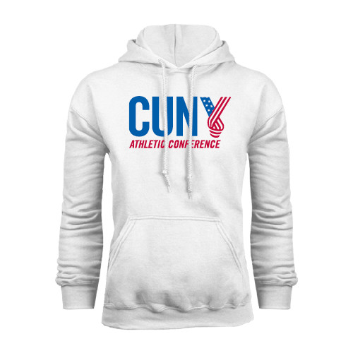 CUNY Athletics White Fleece Hoodie-Official Logo