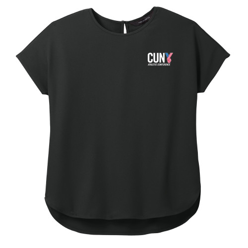 CUNY Athletics Mercer + Mettle Womens Black Stretch Crepe Crew-Official Logo