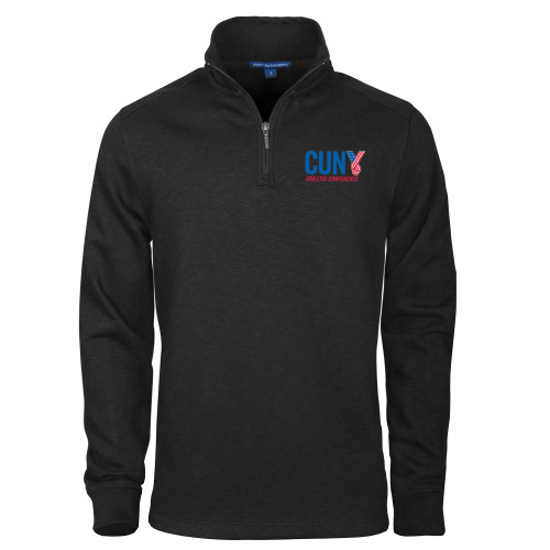 CUNY Athletics Black Slub Fleece 1/4 Zip Pullover-Official Logo