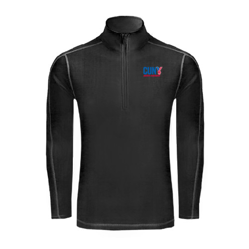 CUNY Athletics Sport Tek Black Sport Wick Stretch 1/2 Zip Pullover-Official Logo