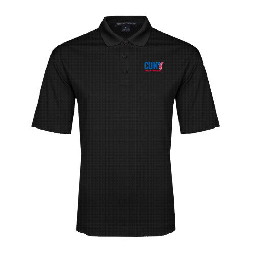 CUNY Athletics Black Performance Fine Jacquard Polo-Official Logo