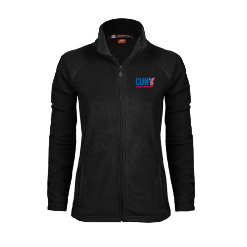 CUNY Athletics Womens Black Fleece Full Zip Jacket-Official Logo