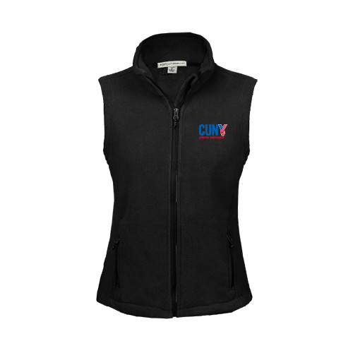 CUNY Athletics Womens Black Fleece Full Zip Vest-Official Logo