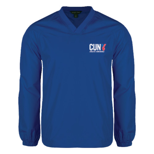 CUNY Athletics Royal V Neck Raglan Windshirt-Official Logo