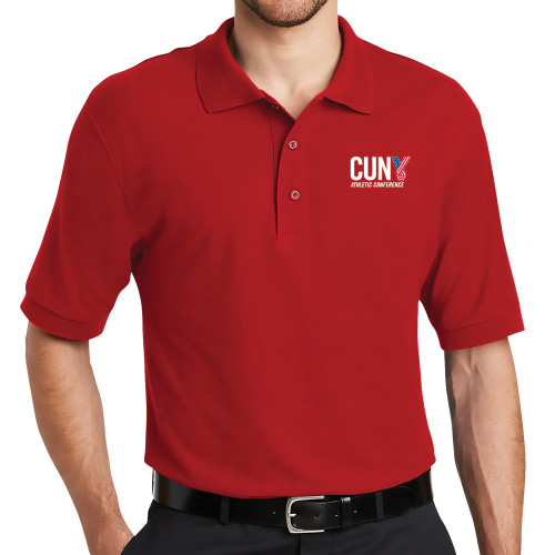CUNY Athletics Red Silk Touch Polo-Official Logo