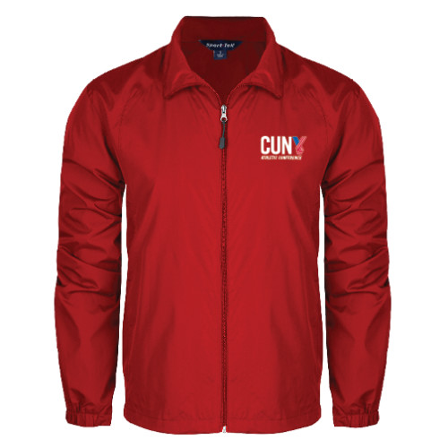 CUNY Athletics Red Full Zip Wind Jacket-Official Logo
