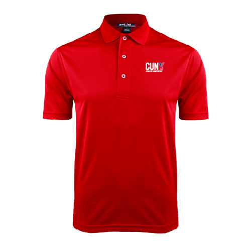 CUNY Athletics Red Dry Mesh Polo-Official Logo