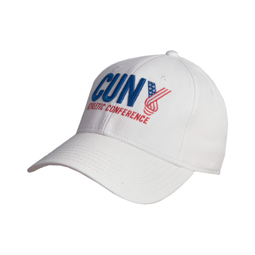 CUNY Athletics White Structured Adjustable Pro Style Hat-Official Logo