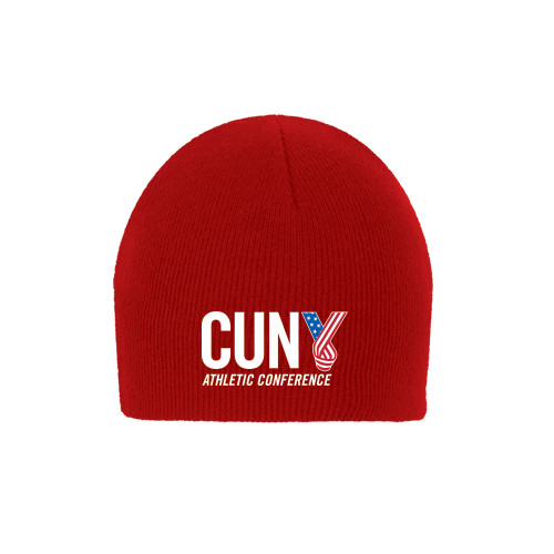 CUNY Athletics Red Knit Beanie-Official Logo
