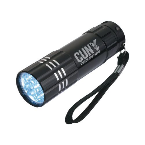 CUNY Athletics Industrial Triple LED Black Flashlight-Official Logo Engraved