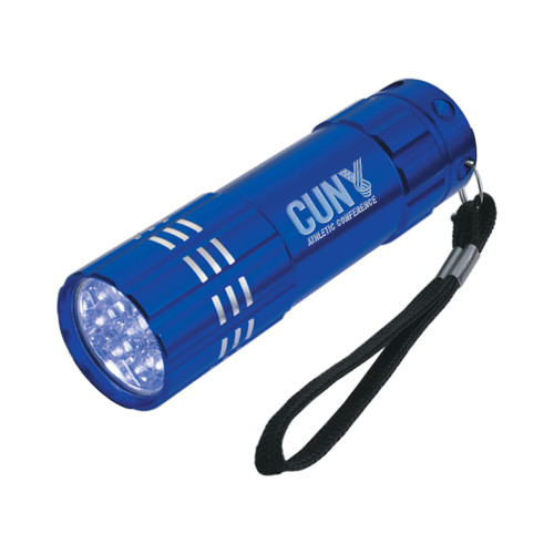 CUNY Athletics Industrial Triple LED Blue Flashlight-Official Logo Engraved