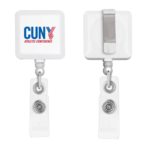 CUNY Athletics White Square Retractable Badge Holder-Official Logo