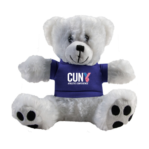 CUNY Athletics Plush Big Paw 8 1/2 inch White Bear w/Royal Shirt-Official Logo