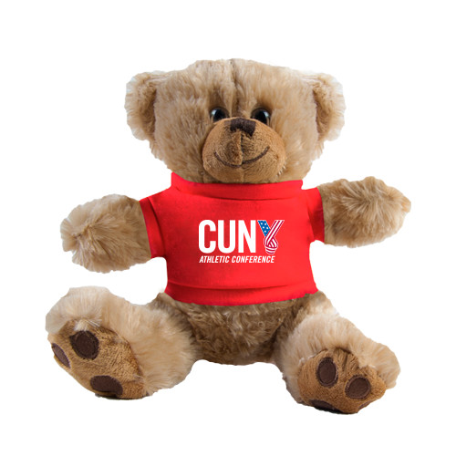 CUNY Athletics Plush Big Paw 8 1/2 inch Brown Bear w/Red Shirt-Official Logo