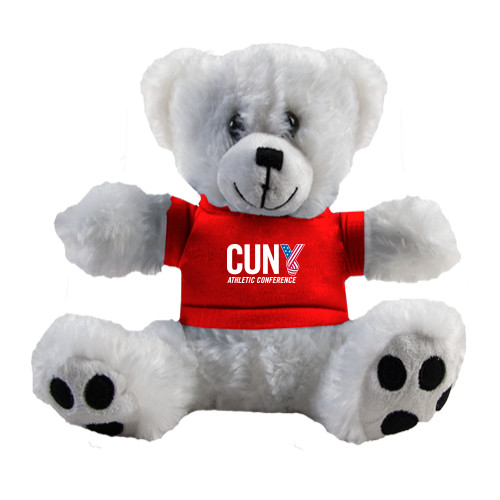 CUNY Athletics Plush Big Paw 8 1/2 inch White Bear w/Red Shirt-Official Logo