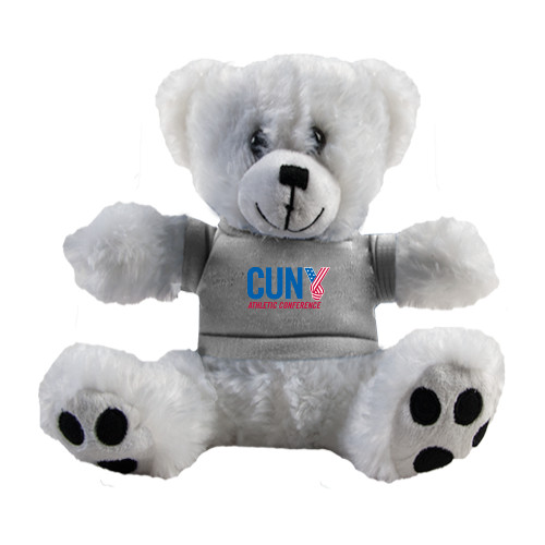 CUNY Athletics Plush Big Paw 8 1/2 inch White Bear w/Grey Shirt-Official Logo