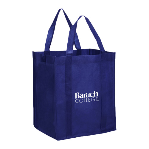 College Non Woven Navy Grocery Tote-Official Logo