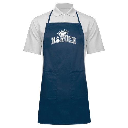 College Full Length Navy Apron-Baruch Arched