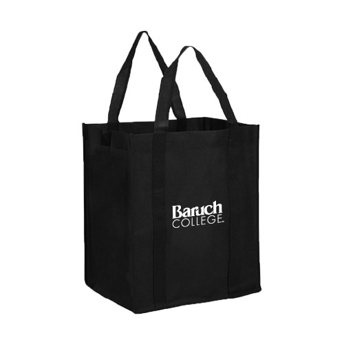 College Non Woven Black Grocery Tote-Official Logo