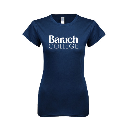 College Next Level Womens Navy Boyfriend Tee-Official Logo
