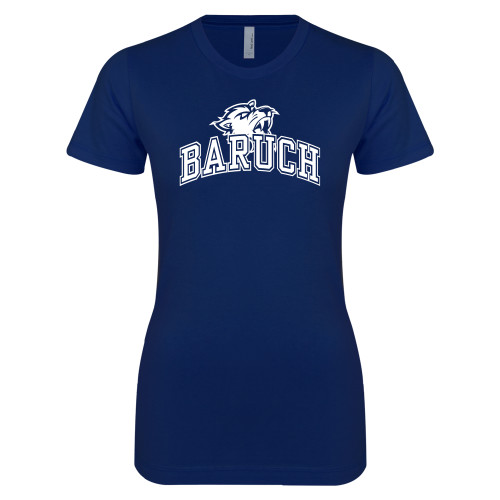 College Next Level Womens Navy Boyfriend Tee-Baruch Arched