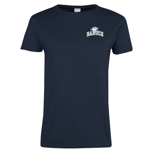 College Womens Short Sleeve Navy Tee-Baruch Arched