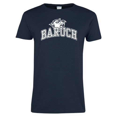 College Womens Short Sleeve Navy Tee-Baruch Arched