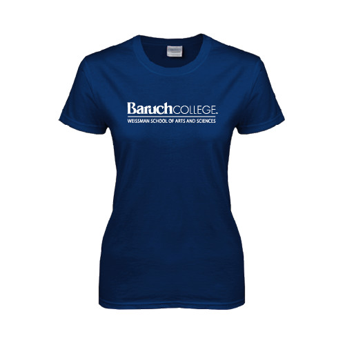 College Womens Short Sleeve Navy Tee-Weissman School of Arts