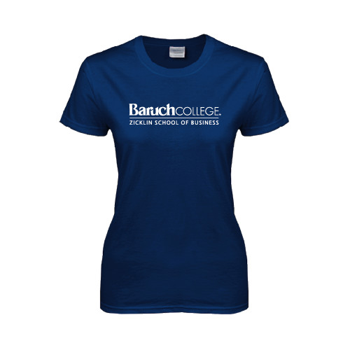 College Womens Short Sleeve Navy Tee-Zicklin School of Business