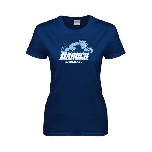 College Womens Short Sleeve Navy Tee-Baseball